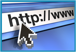 Computer cursor pointing to an internet address.